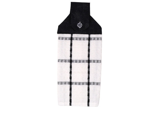 Hand towel, Hanging towel, White and Black, Hanging Kitchen Towel