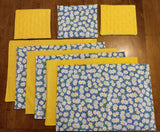Yellow and Blue Daisy Placemats with Hot Pads
