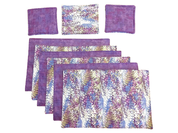 Handmade place mats in purple, fully reversible
