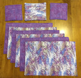 Purple Print Placemats with Hot Pads