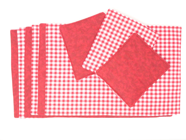 Red and White Checked Reversible Placemats