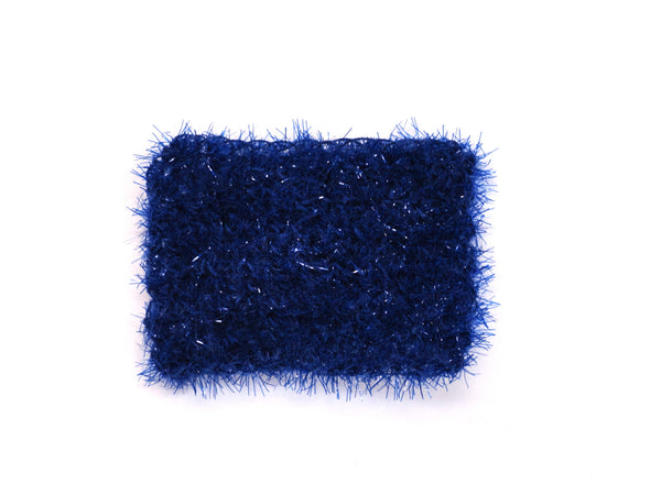 Handmade crocheted scrubby, dark blue sparkly yarn