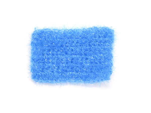 Handmade crocheted scrubby, light blue sparkly yarn