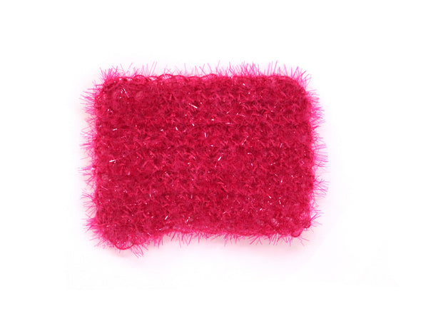 Handmade crocheted scrubby, dark pink sparkly yarn