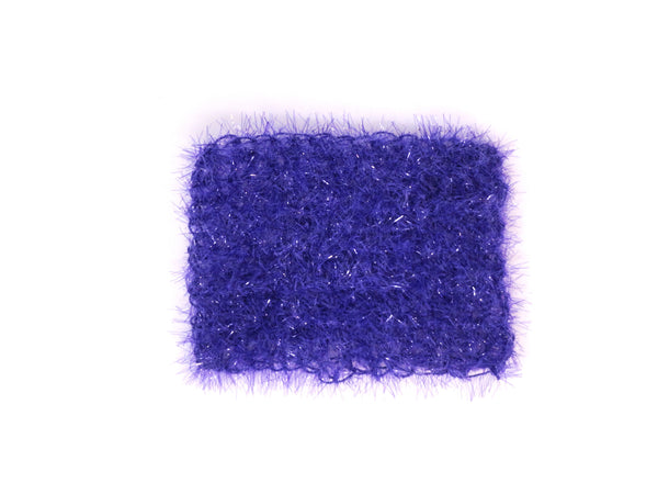 Handmade crocheted scrubby, purple sparkly yarn