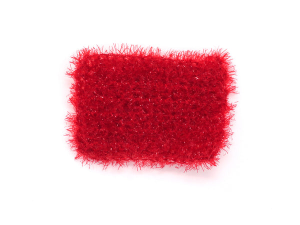 Handmade crocheted scrubby, red sparkly yarn