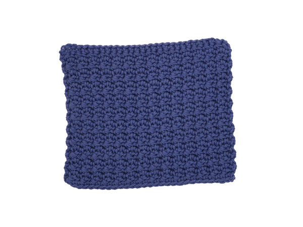 Handmade crocheted wash cloth in smoky blue