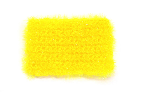 Handmade crocheted scrubby, yellow sparkly yarn