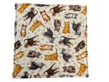 Cats, pets, plate cozy, microwavable, spatter lid, cotton, square, flat, plate holder, bowl holder, artisan, handmade