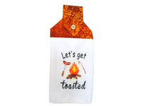 Hand towel, Hanging towel, Camping, bonfire, hot dogs, marshmallows, Hanging Kitchen Towel