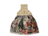 hand towel, hanging hand towel, kitchen, vintage, microfiber, nutcracker, tree, presents