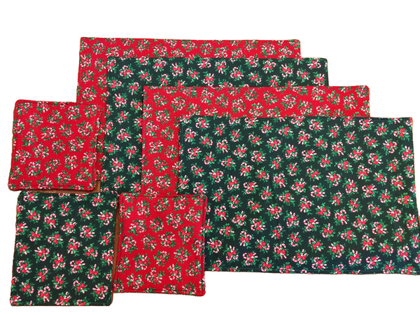 Christmas, Placemats, Candy Canes, Reversible, Hot pads, Handmade, Artisan
