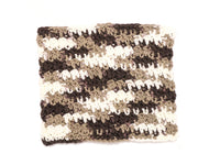Handmade, Crocheted, Dishcloth, cotton, brown, tan, white, chocolate,, gift idea
